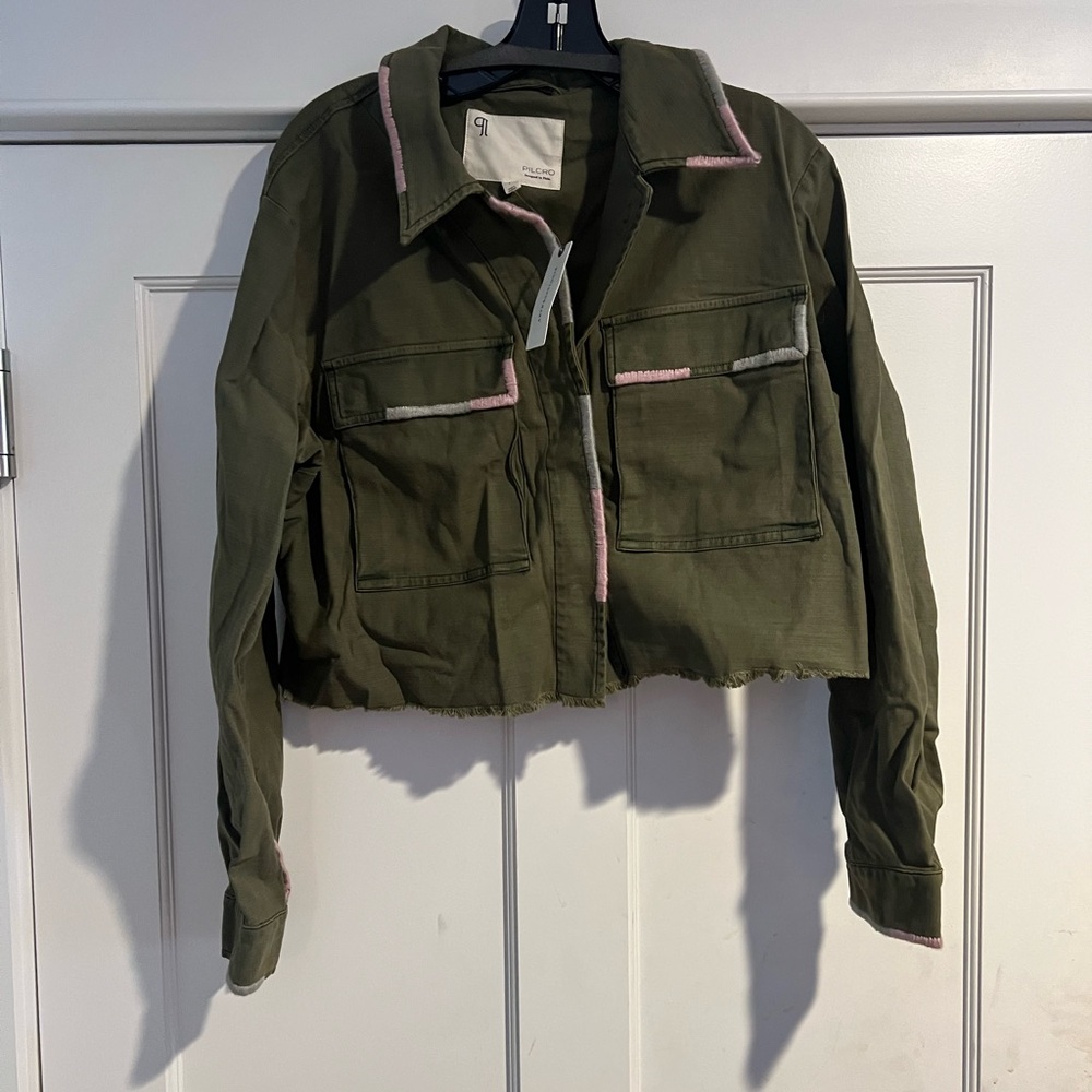 Anthropologie Pilcro Embroidered Cropped Utility Jacket- Sz. L NWT - Picture 5 of 15